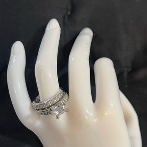 Cz white gold filled engagement and Wedding Band Ring